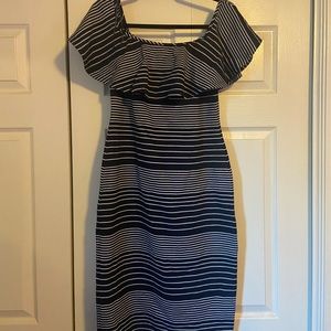 Never worn! Mid length off the shoulder striped dress